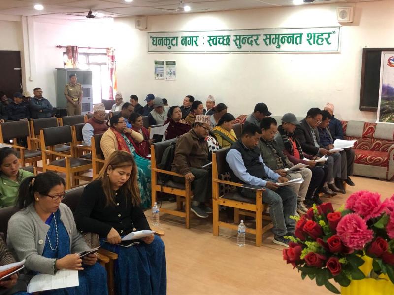 धनकुटा नगरपालिकाको तेह्रौँ नगर सभा प्रमुख चिन्तन तामाङको अध्यक्षतामा मिति २०८० फाल्गुन २३ गते सम्पन्न। चालु आर्थिक वर्षको लागि संशोधित बजेट ८७ करोड ९४ लाख ५ हजार सहितको धनकुटा नगरपालिकाको संशोधित विनियोजन ऐन, २०८० पारित ।
