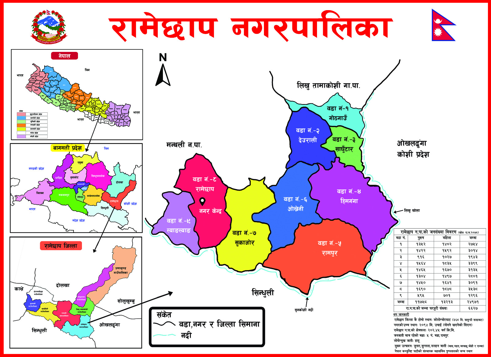 रामेछाप नगरपालिकाको नक्सा
